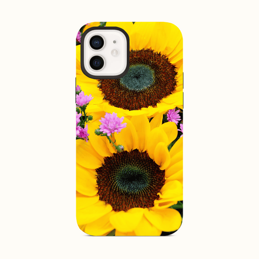 Coque iPhone 14 Tournesol Personnalisée – Protection Double Couche & Élégance Florale